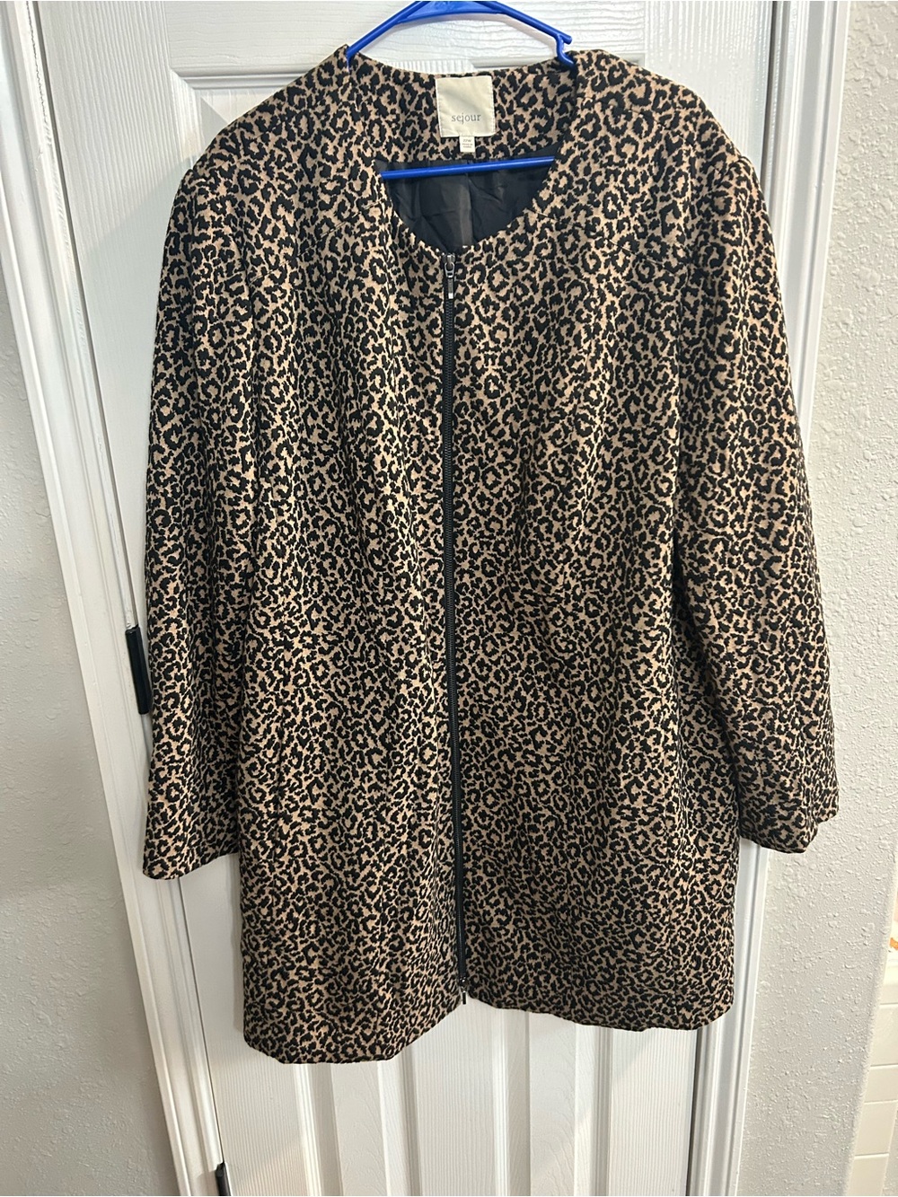 Sejour Women's Leopard Print Zip Up Jacket Size 22W